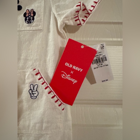 NWT‼️ Old Navy Disney~Cream Baby Romper with Embroidery, Size 3-6M Really cute! - Picture 7 of 10